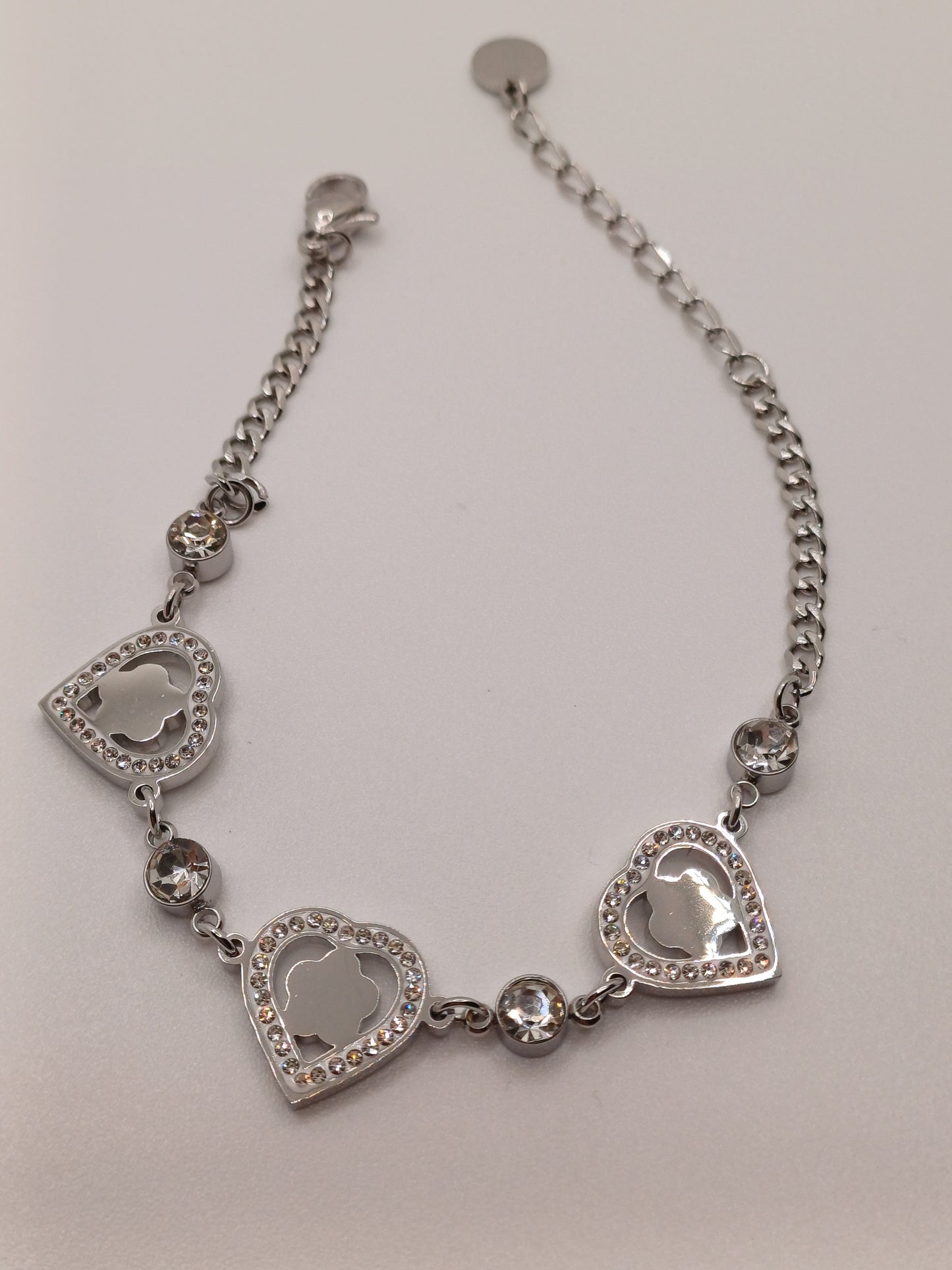 Braccialetto cuore con fiore silver
