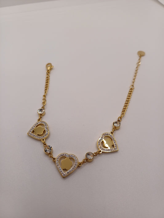 Braccialetto cuore con fiore gold