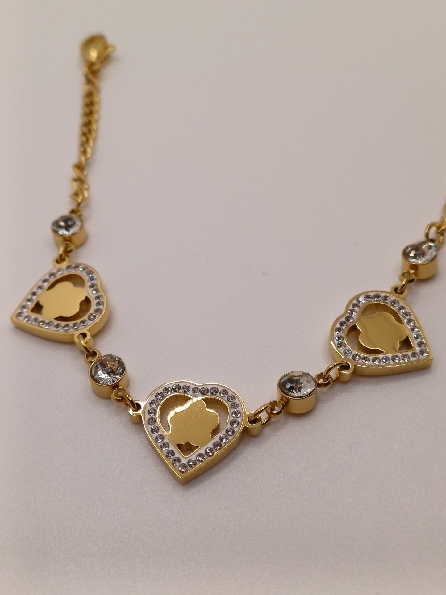 Braccialetto cuore con fiore gold