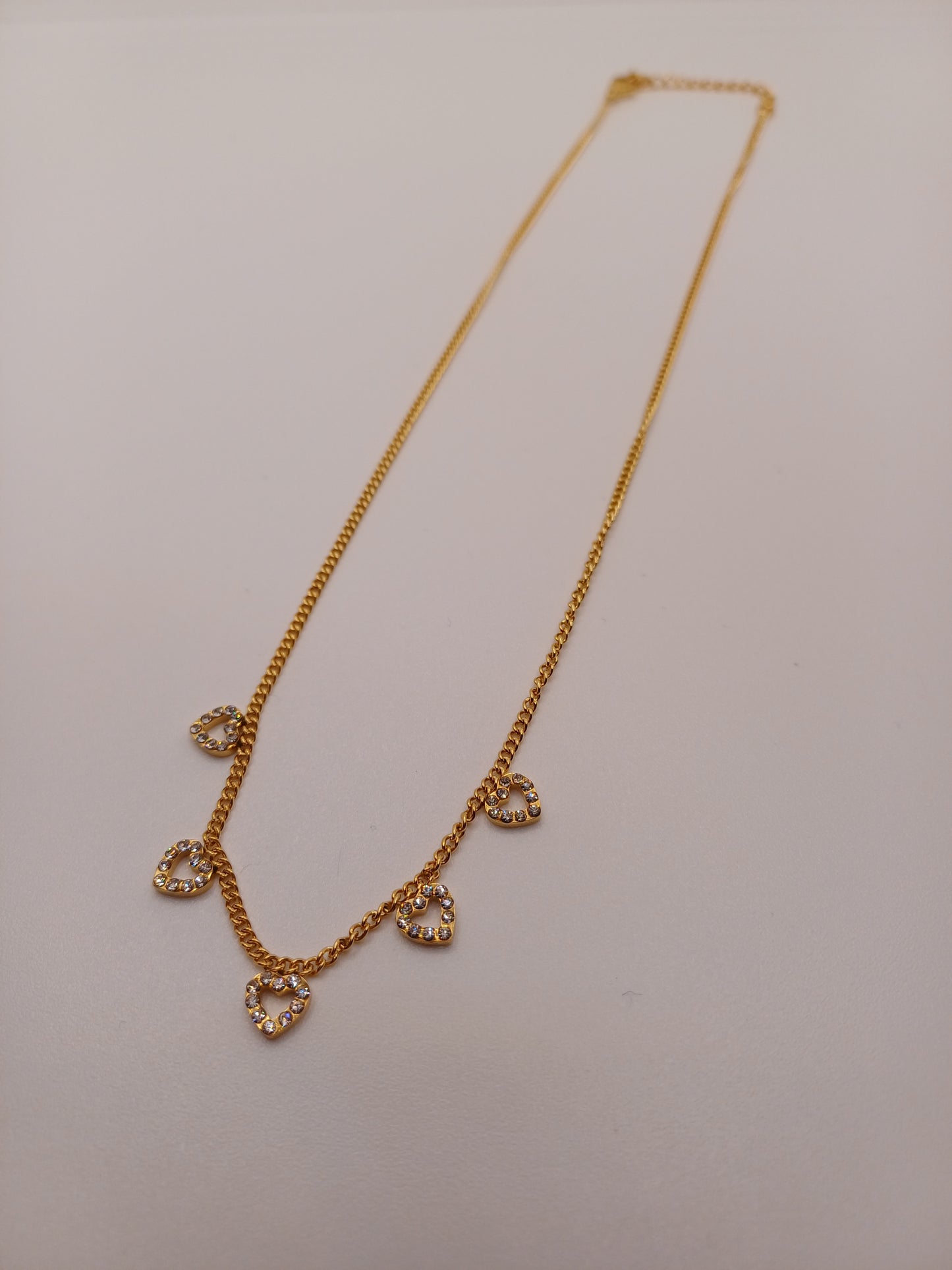 Collana cuori brillantini gold