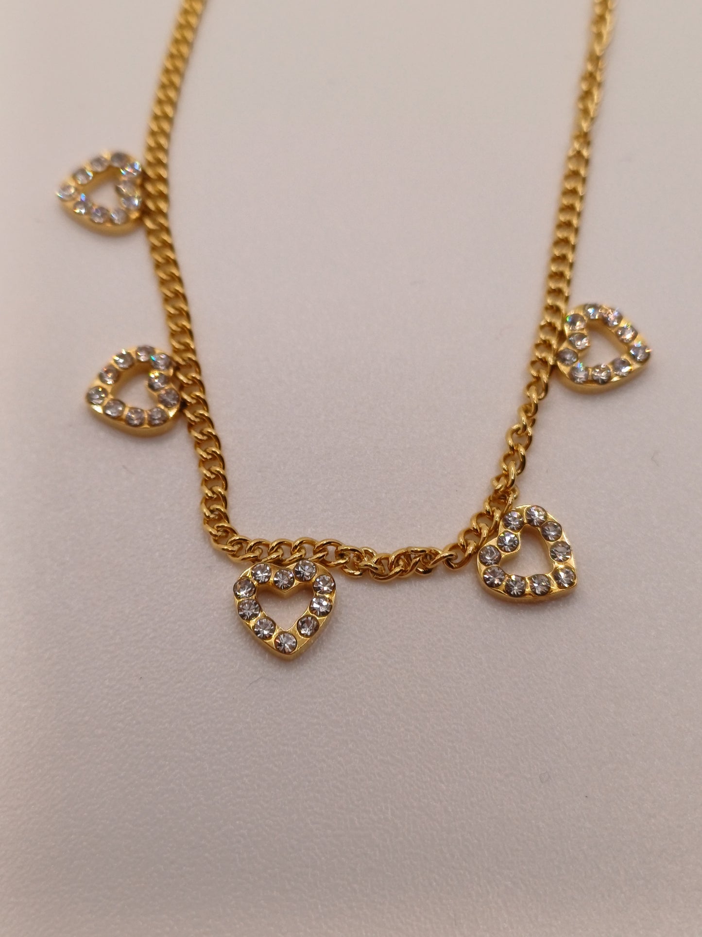 Collana cuori brillantini gold