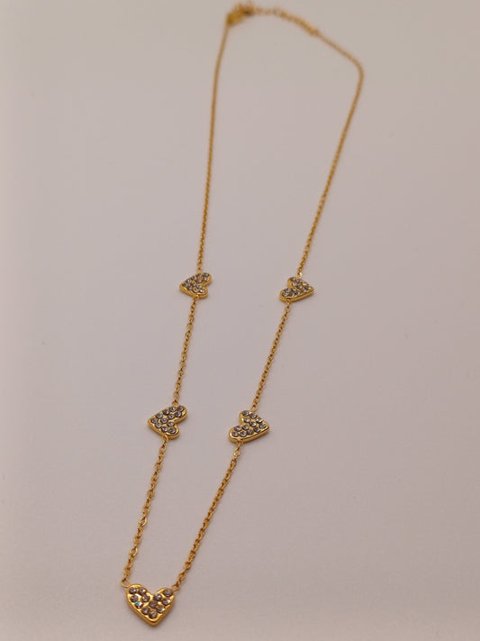 Collana cuori minimal gold