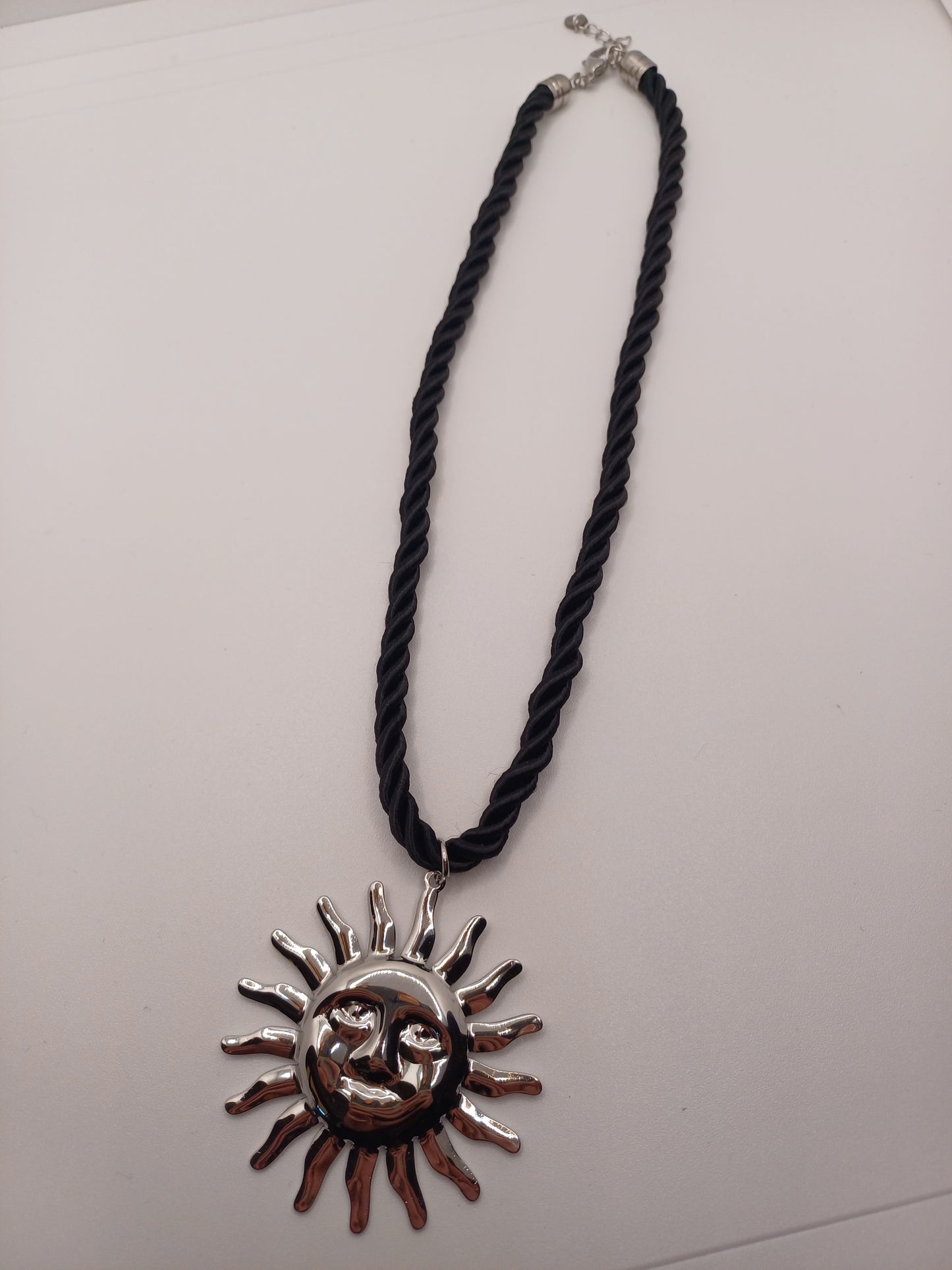 Collana nera sole silver