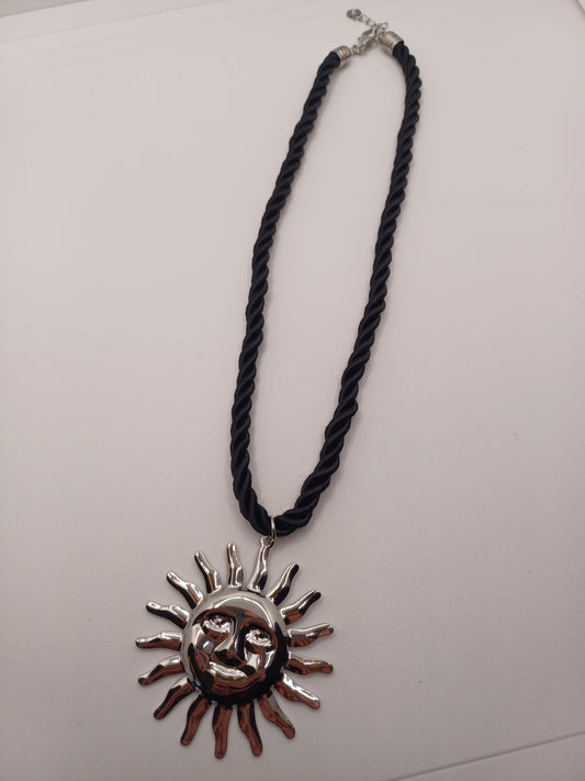 Collana nera sole silver