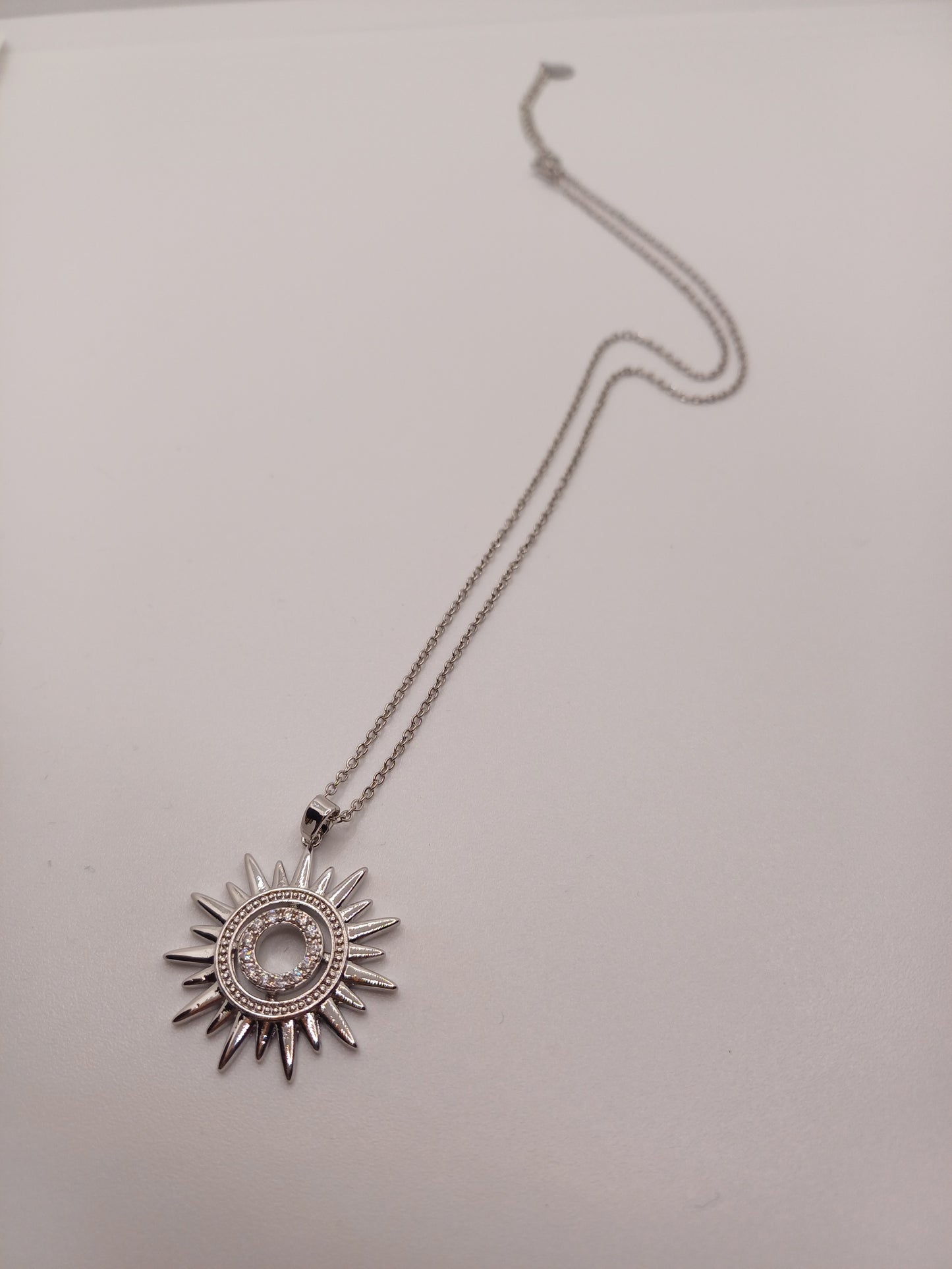 Collana sole con brillantini silver