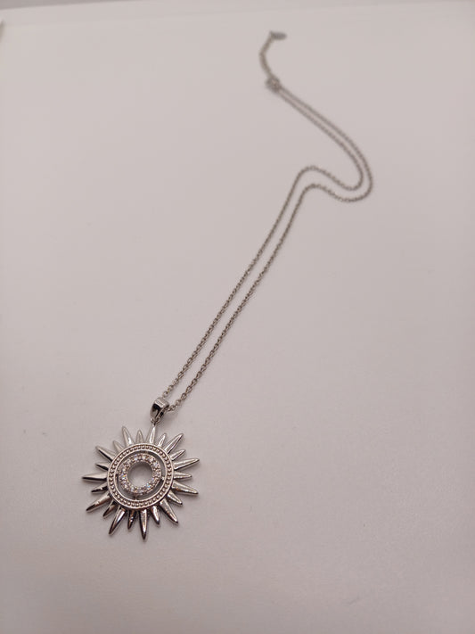 Collana sole con brillantini silver