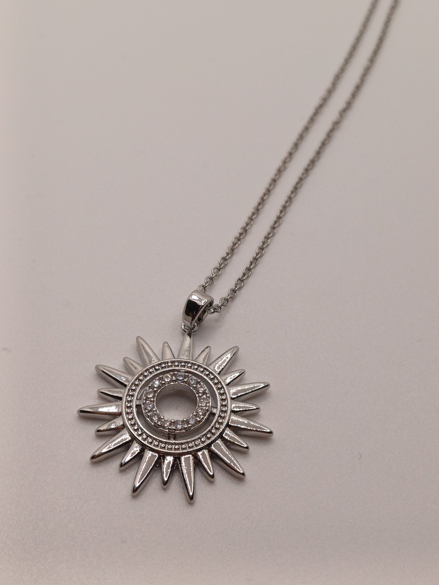 Collana sole con brillantini silver