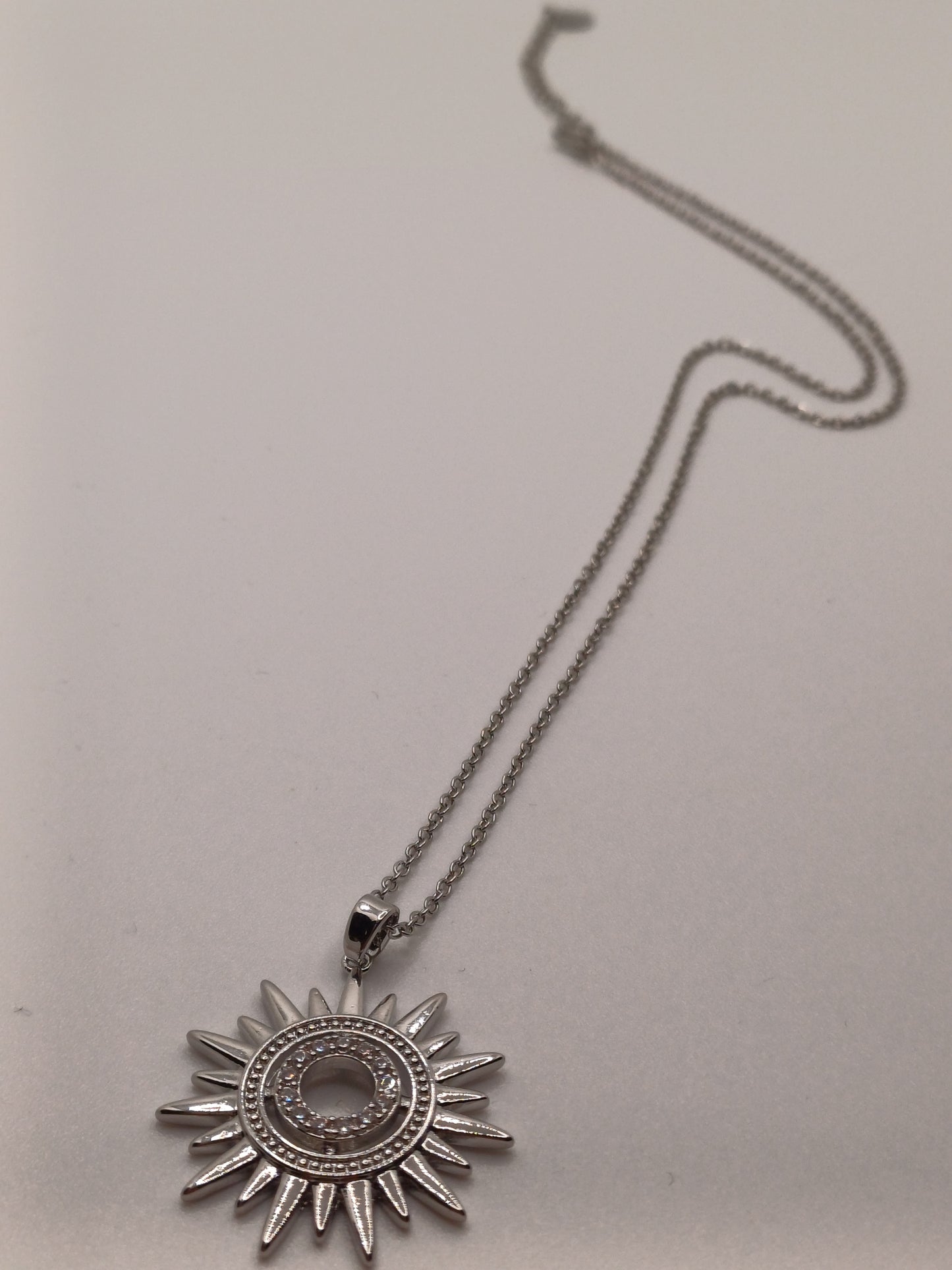 Collana sole con brillantini silver