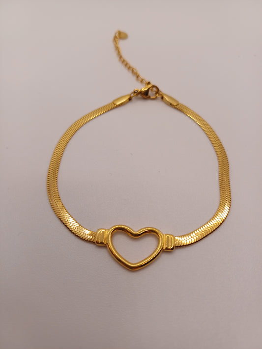 Braccialetto snake cuore gold