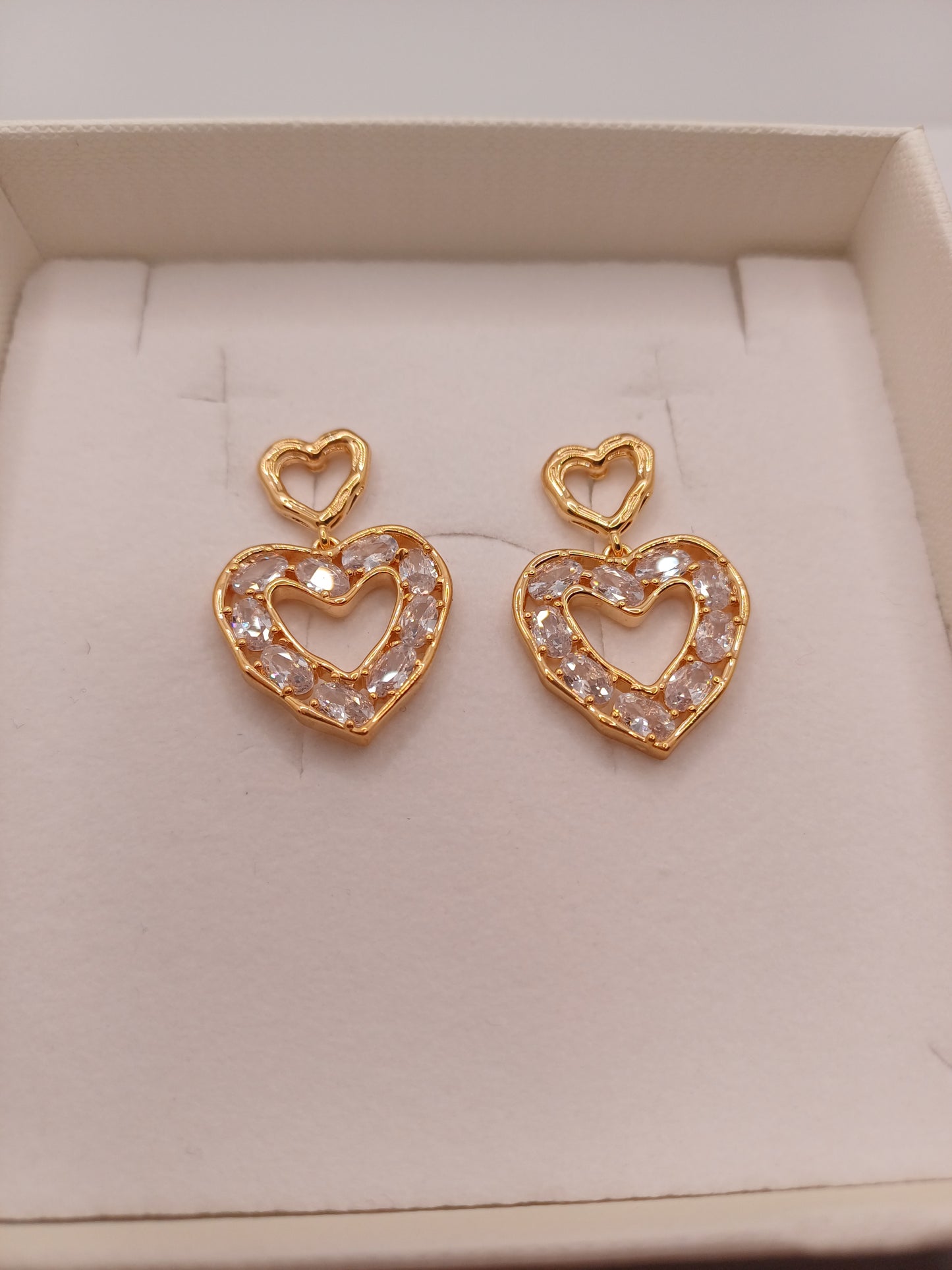 Orecchini doppio cuore gold