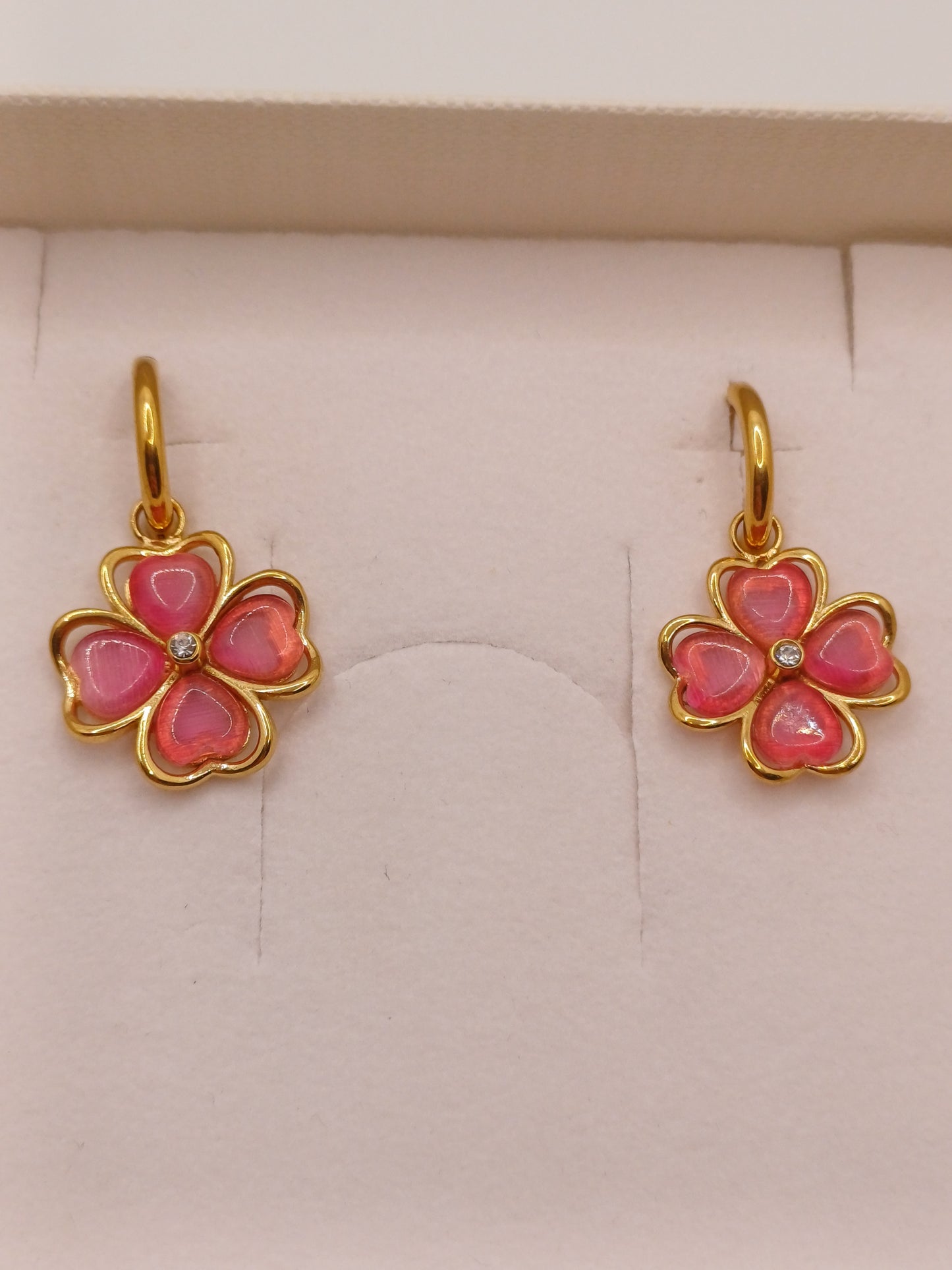 Orecchini quadrifoglio rosa gold