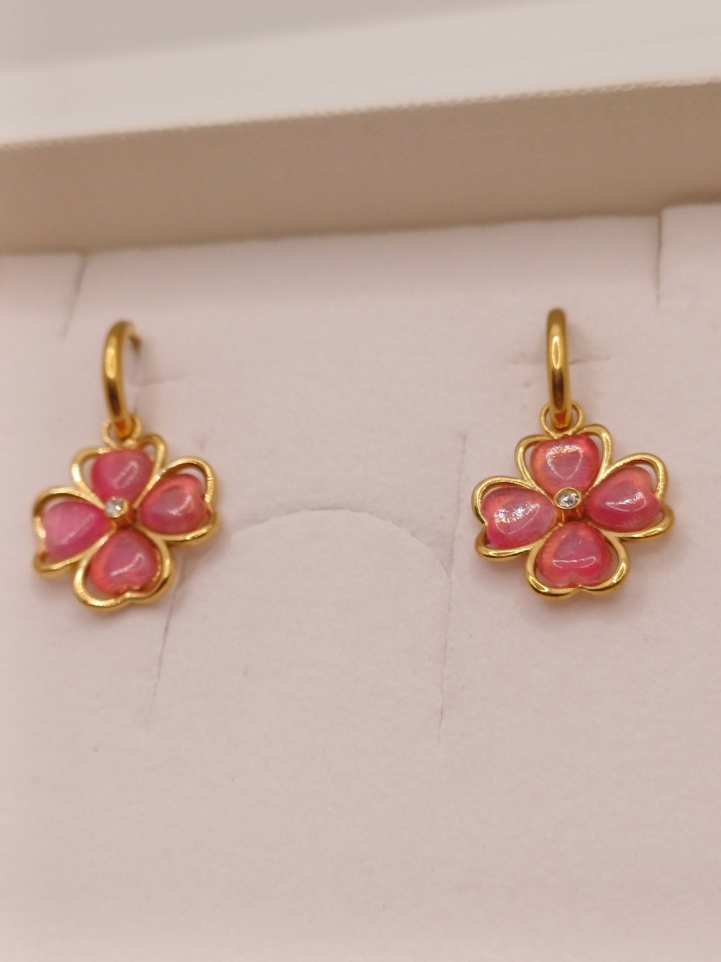 Orecchini quadrifoglio rosa gold